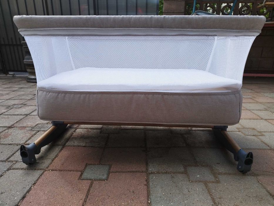 Patut Co-Sleeper si Balansoar Bebe, reglabil pe inaltime, functie anti-reflux - Gri/Bej