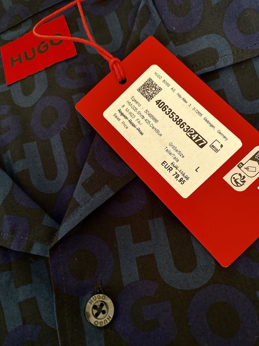 Cămașă Hugo Boss Egeeon, albastru închis