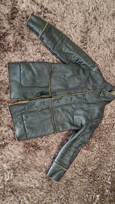 Haina din piela cu blana