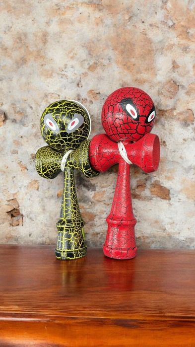 Kendama X Originala, Profesionala, Flippy, din Lemn, Rubber Grip, 18 c