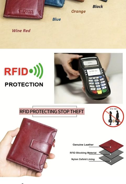 Портфейл (син на цвят) от естествена кожа с 14 слота за карти