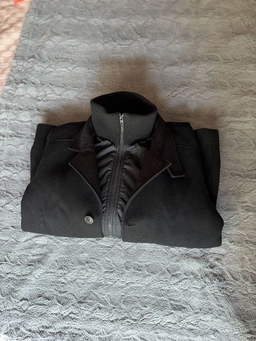 Класическо черно мъжко палто Jack & Jones Core, размер S.