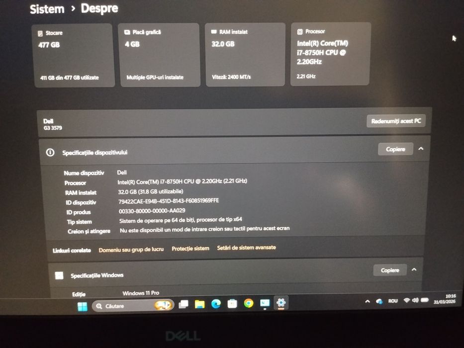 Laptop dell G3 dedicat gaming