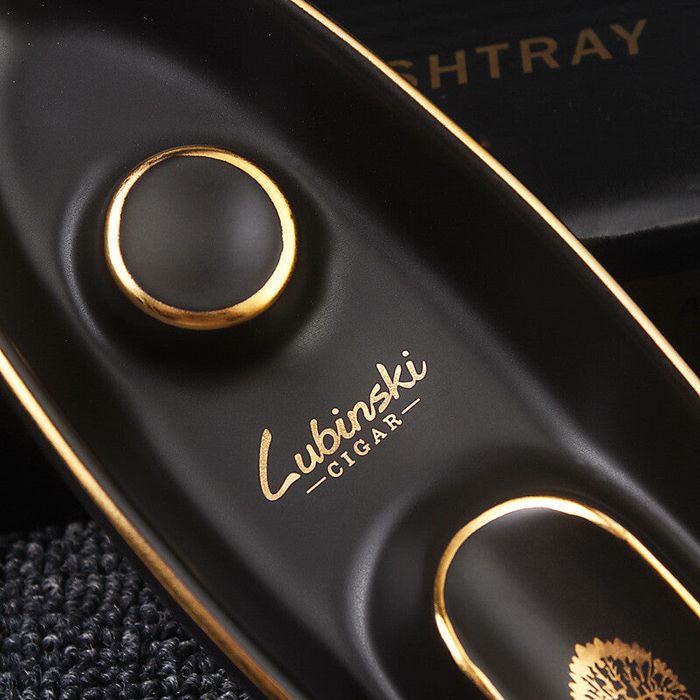 Керамичен пепелник Lubinski за 1 пура – с позлатени елементи