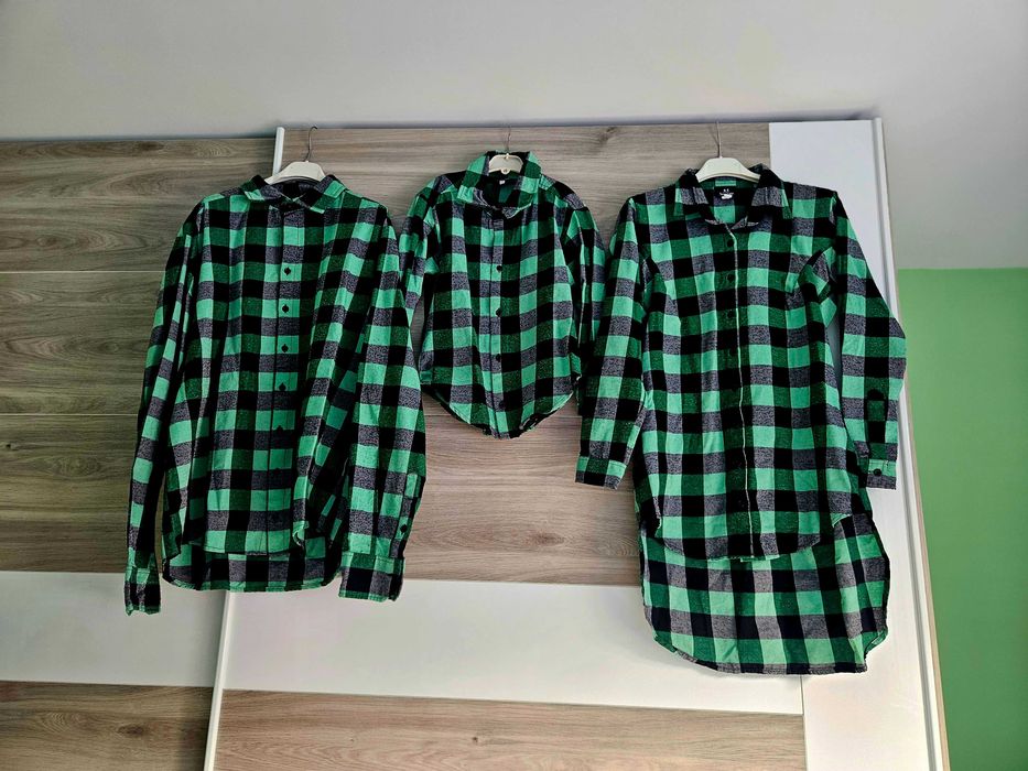 Лот/ комплект ризи за цялото семейство Terra caeli,зелено и черно каре