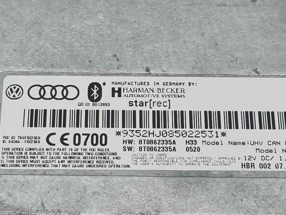 Modul bluetooth Audi A4 (8K5, B8) Avant [Fabr 2008-2015] 8T0862335A