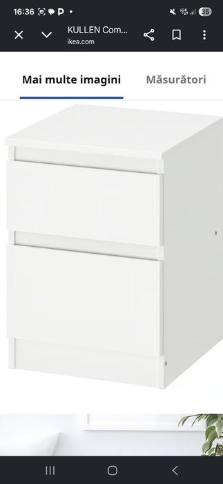Set 2 noptiere / comode mici 2 sertare IKEA KULLEN albe