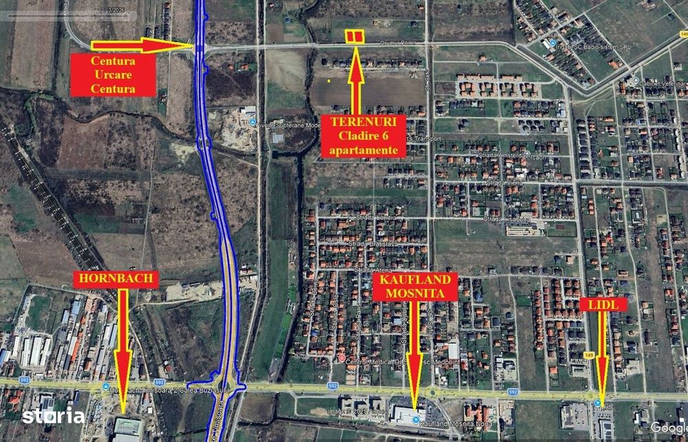 Teren pentru cladire cu 6ap - Acces la Drumul Boilor - Mosnita - 100e/