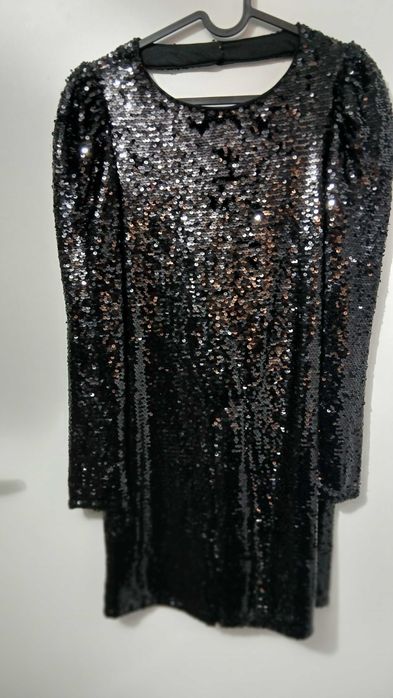 Ликвидация - рокля с пайети и дълги ръкави – AQUA, размер S