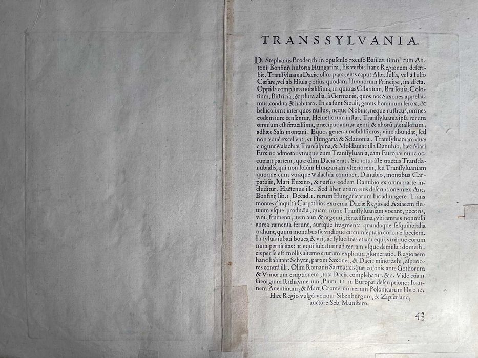 Hartă veche Transilvania din anul 1566 - Document istoric orginal