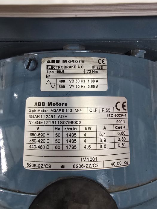 ЧИСТО НОВ електромотор ABB 4 kW с електромагнитна спирачка