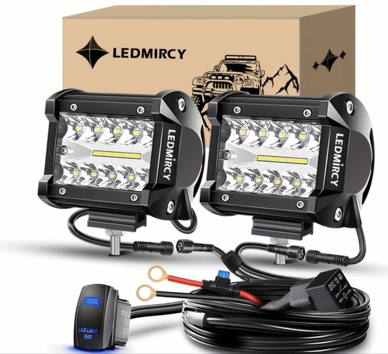 2 bucăți LED de lucru off-road de 4 inchi cu 2 cabluri