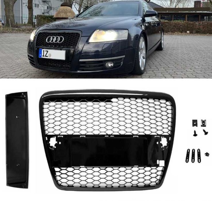 Решетка без емблема АУДИ А6 Ц6  Гланц Черна Тунинг Audi A6   2004-08'