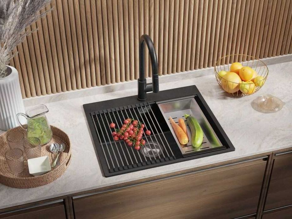 Комплект ПРОМ Мивка+Смесител+Сифон Кухненска Мивка Рига 60 XL 9700 Pro