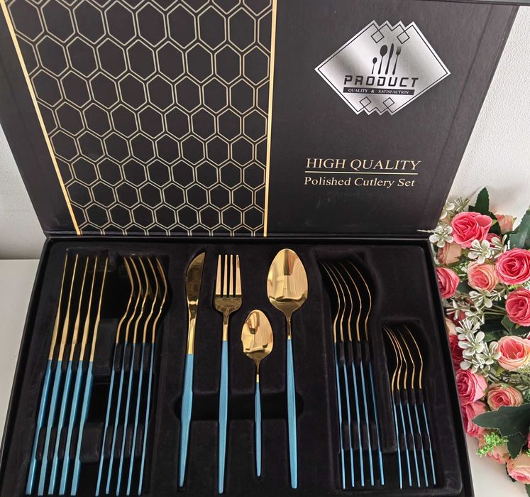 Висококачествен комплект прибори за хранене  24 броя.