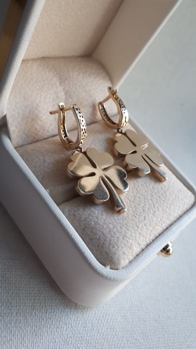 серьги золото детский, 585-п, 0.93-грам.