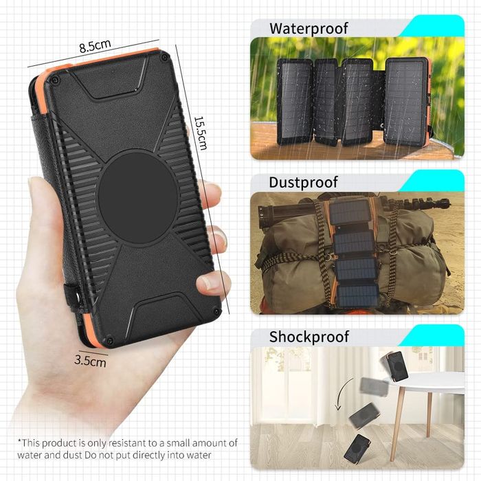 Външна батерия СОЛАРНА преносимо безжично зарядно 26800mAh power bank