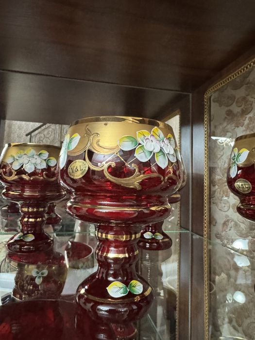 Богемское стекло синий и красный оригинал