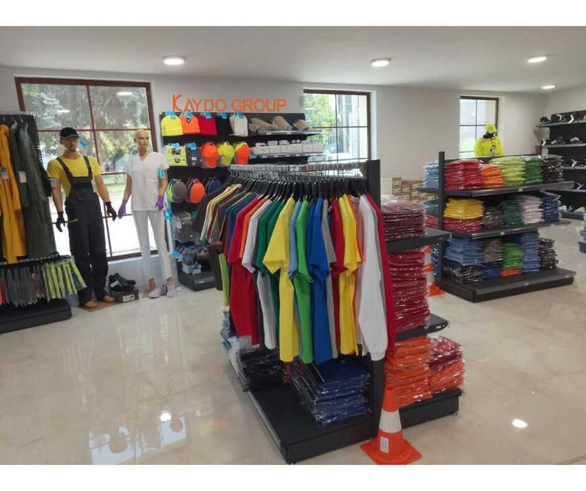 Магазинен стелаж за дрехи, тъмно сив, нов