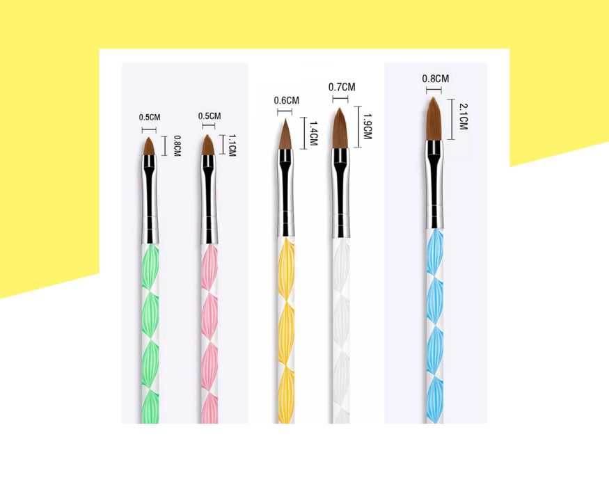 Четка за работа с акрил/акрилна пудра, 5 размера