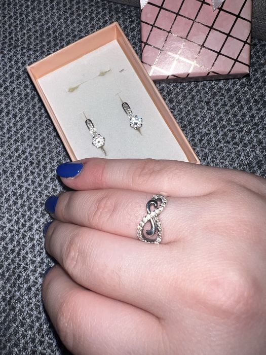 Set argint inel infinit și cercei