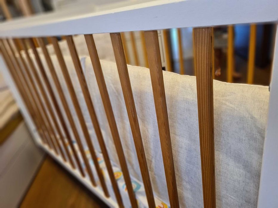 Дървена детска кошара с матрак