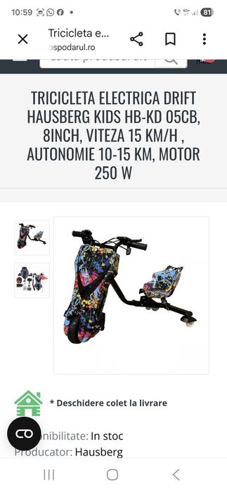 tricicleta electrica drift copii