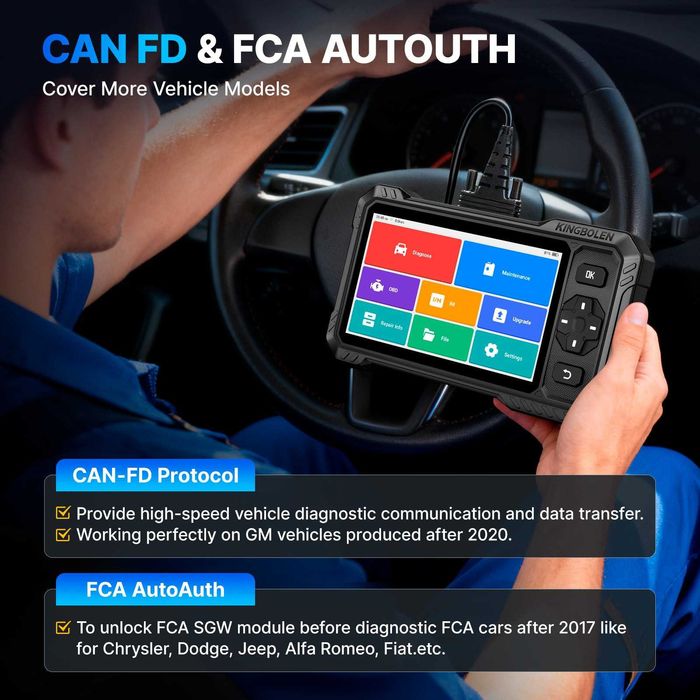 Tester auto KINGBOLEN S6 Elite 2025, tableta Android, diagnoza toate modulele, functii service 15+, AutoVIN 110+ marci, update gratuit pe viata