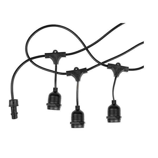 10 метра кабел с 20 бр E27 фасонки  и накрайник щепсел 220V