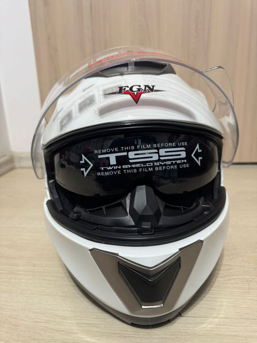 Casca moto atv flip-up FGN alb/negru lucios S M L XL XXL