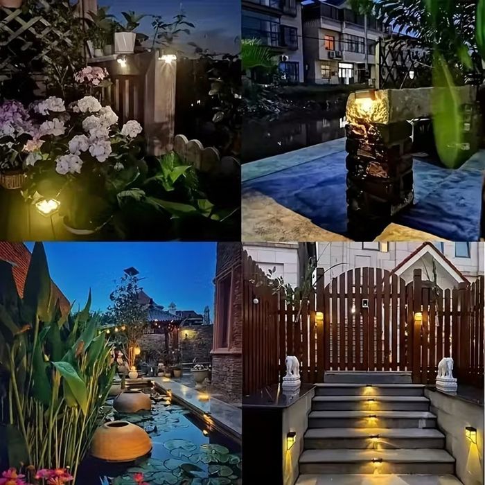 Комплект от 4 броя соларни LED лампи за стълби и огради – Водоустойчив