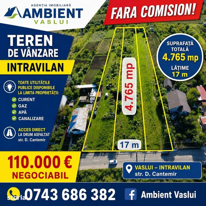 TEREN intravilan 5.000 mp, VASLUI - str. Dimitrie CANTEMIR;