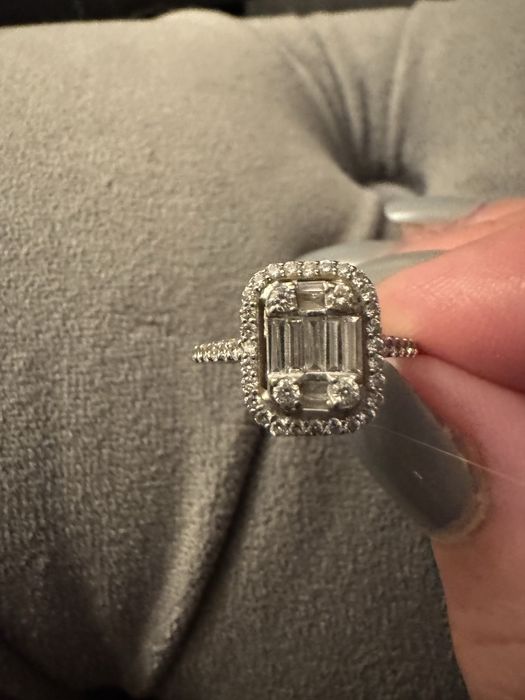 Inel cu diamant mare, cadou set cercei cu lanț