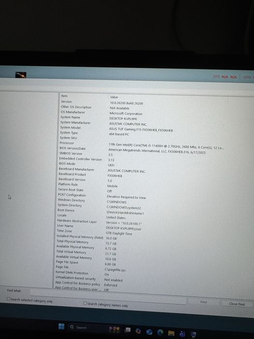 Vand urgent laptop gaming Asus tuf F15