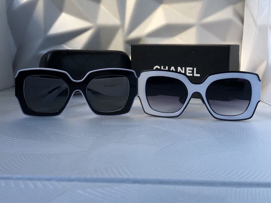 Дамски слънчеви очила елипса овални черно и бяло