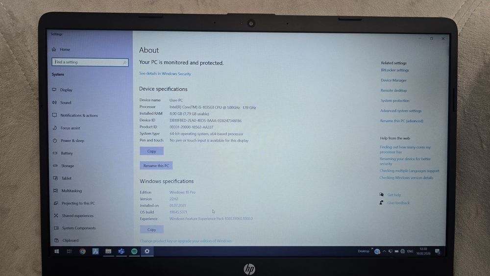 Laptop HP Probook 250 G8 I5 1035G1