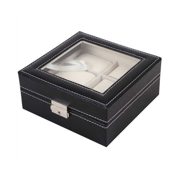 Pachet 1+1 Cutii depozitare 6 ceasuri Piele Eco patrata