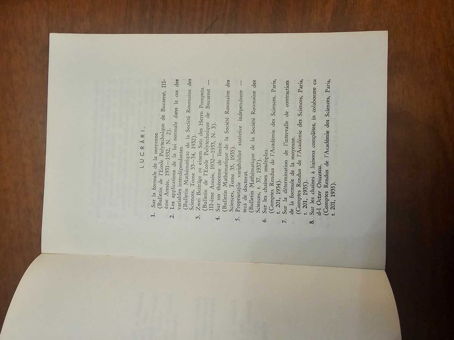 RAR G. Mihoc - Memoriu dedicație autografă către Octav Onicescu