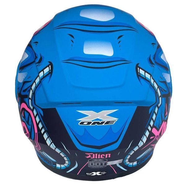 Каска модуларна x-one blue/pink + вградени тъмни очила