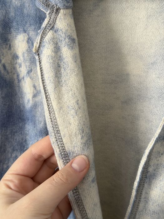 Blazer cardigan damă cașmir si Lana mărimea 42 albastru alb moale