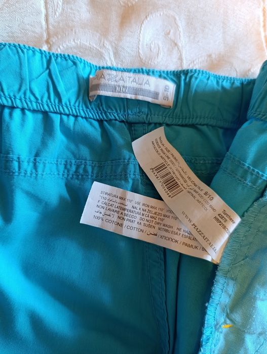 Pantaloni scurți pentru copii, 100%bumbac, culoare turcoaz, vârsta 10-12ani