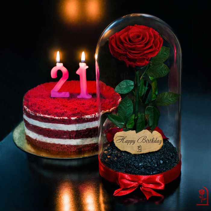 Естествена Вечна Роза в ГОЛЯМА Стъкленица / ХИТ Подарък за Рожден Ден