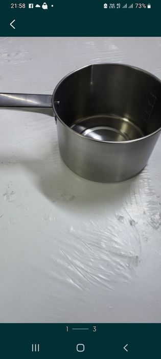 Ibric inox 1L gradat cu coada lunga pt a nu frige la mana