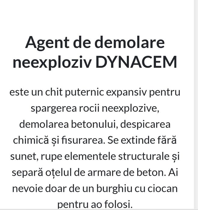 Vând 120 kg de DYNACEM , Ciment pt demolării.