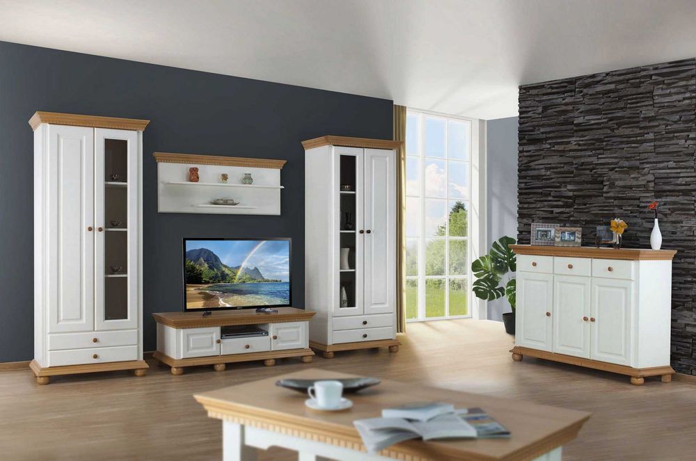 Vitrina lemn masiv Romantica 3, alb