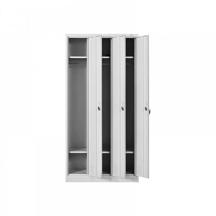 Троен метален шкаф за съблекалня 185х90х45см