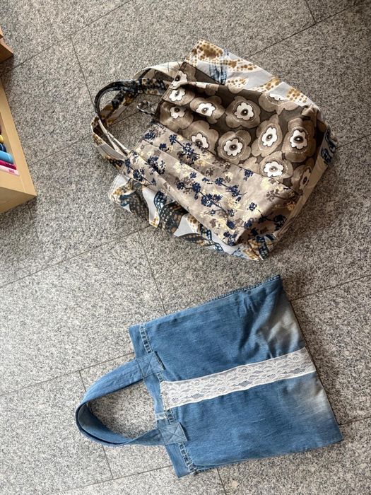 Деним чанта две лица шопър хенд мейд