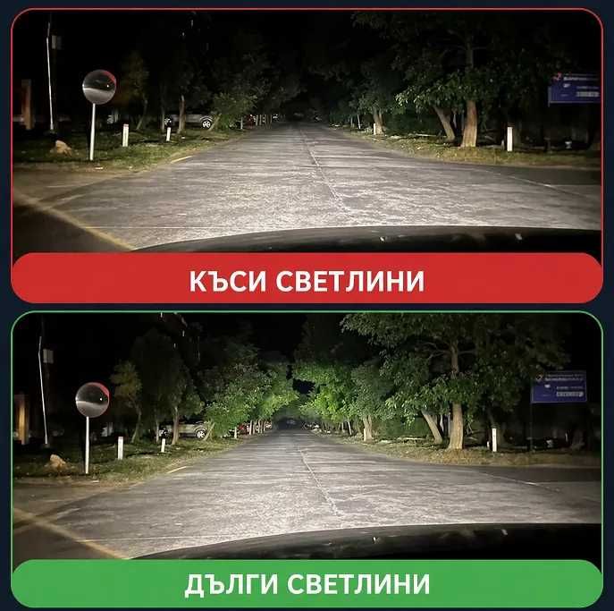 LED Лупи за вграждане 3.0 инча с универсално захващане 55W 7000LM 2 бр к-т къси и дълги