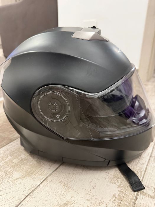Set echipament moto: Cască rabatabilă FGN + Mănusi piele Furygan + Cagulă + Guler fular