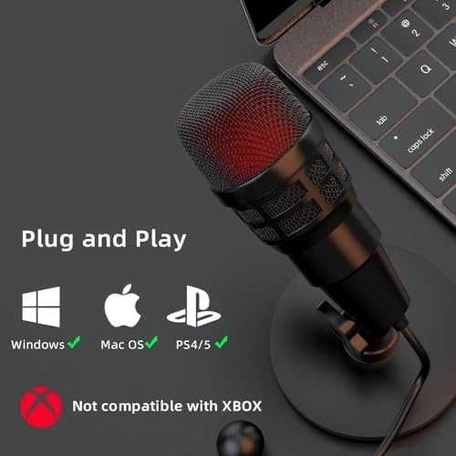 Нов USB кондензаторен микрофон RGB за PC Mac PS4 PS5 стрийминг подкаст YouTube